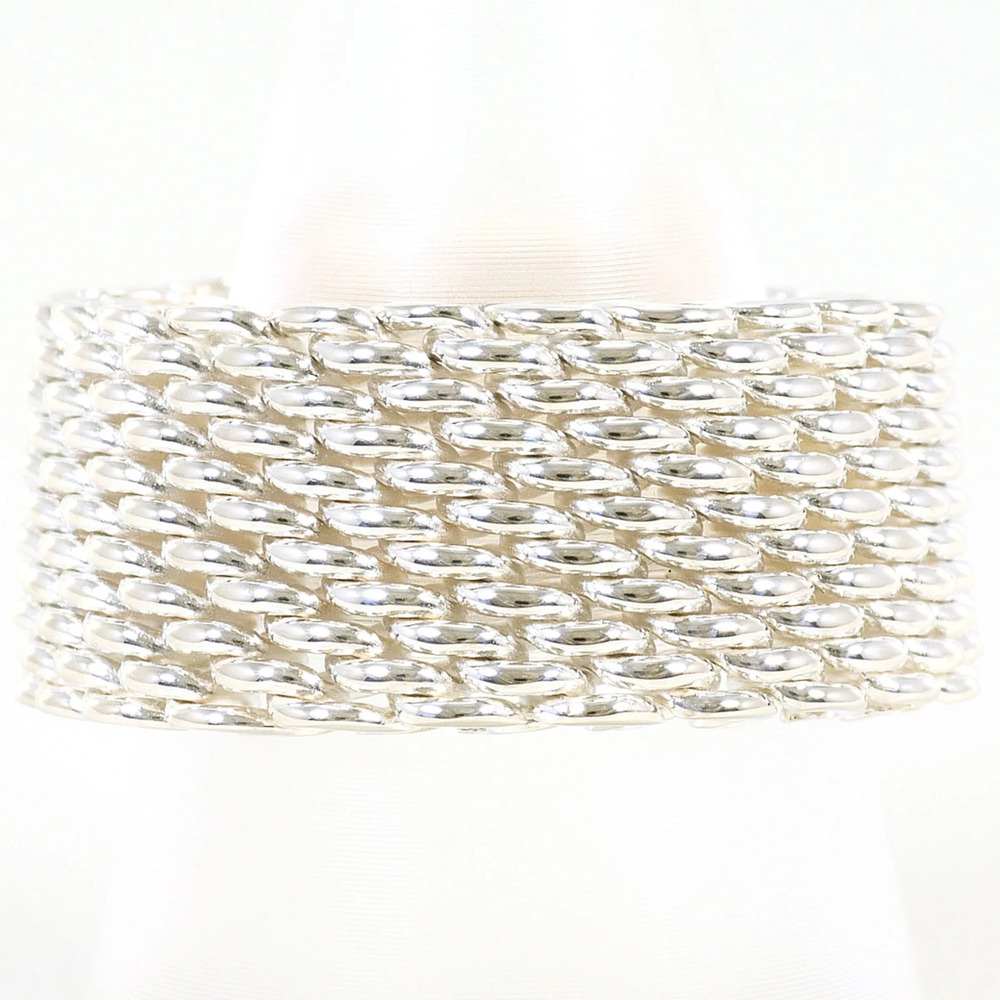 Tiffany & Co. Somerset Mesh Silver Ring, Size 1, Total Weight 12.3g, Like New...